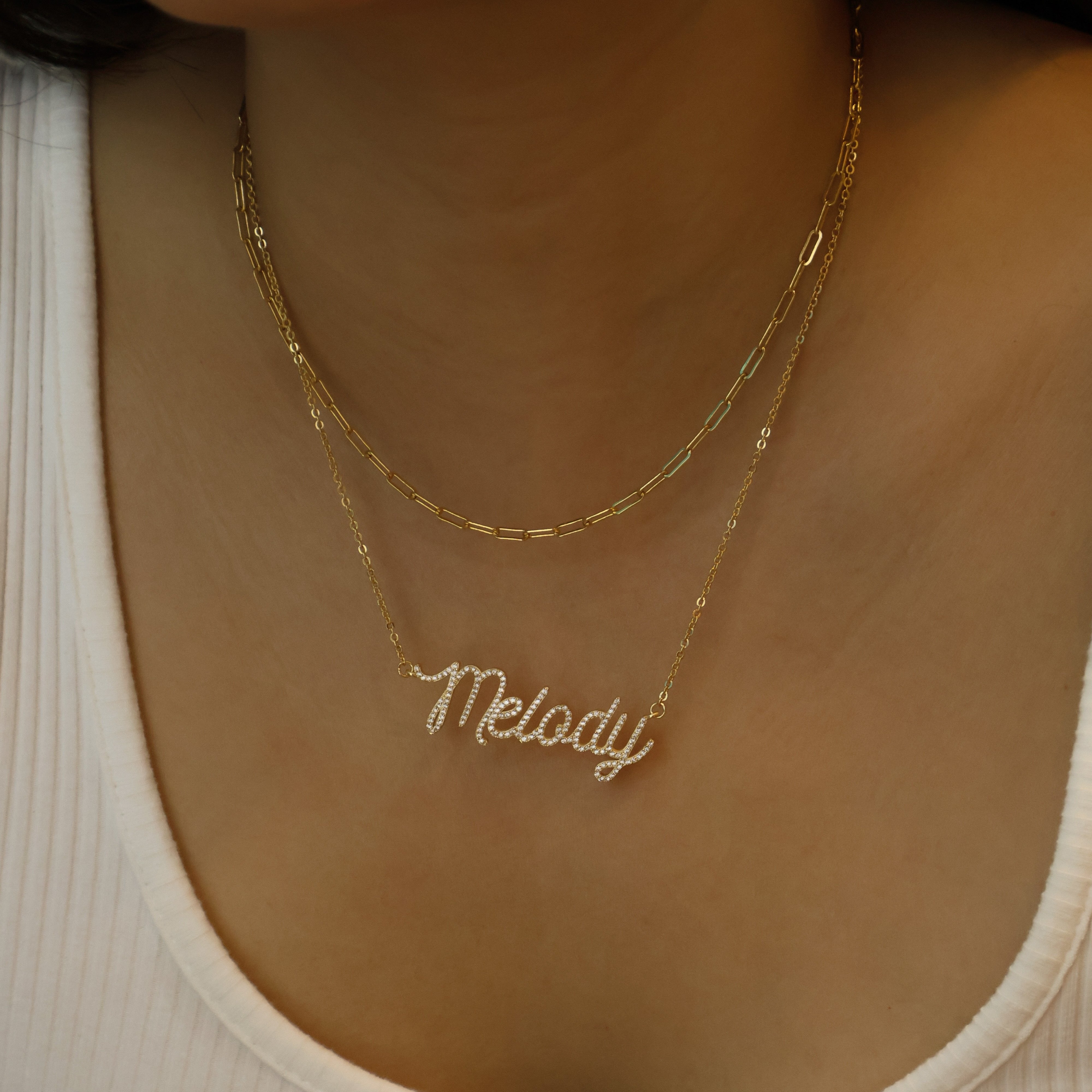 Pavé name necklace