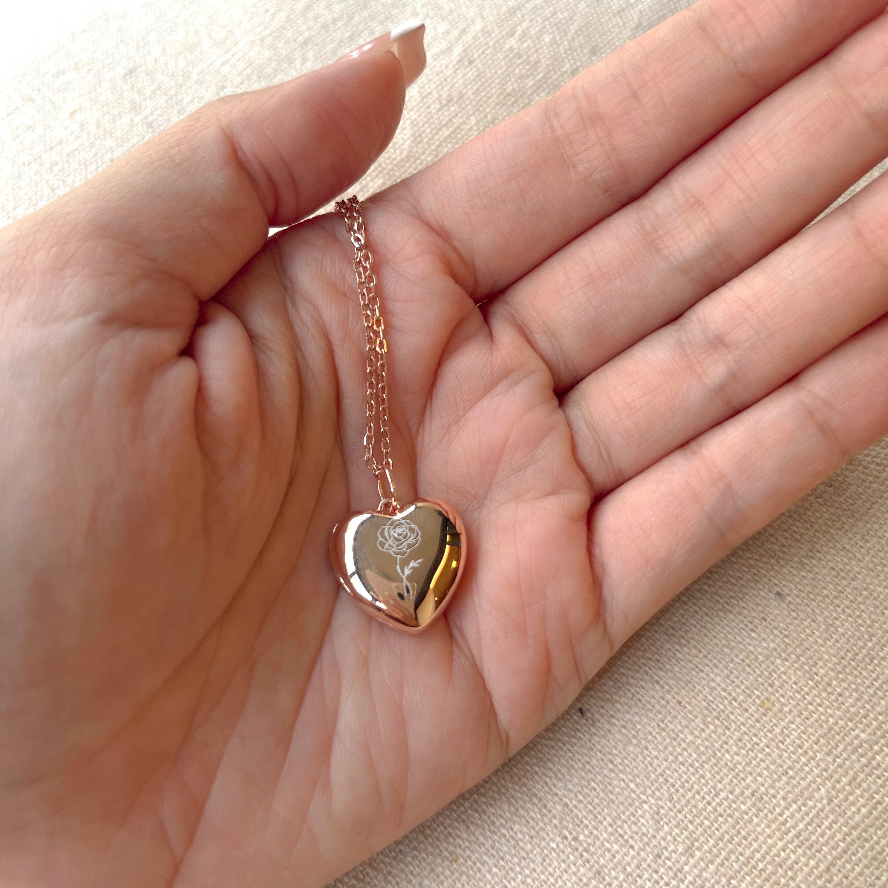 Engravable Birth Flower Locket