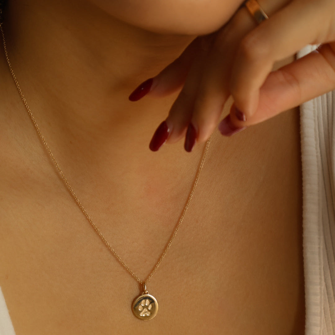 Solid Gold Round Paw print (Charm only)