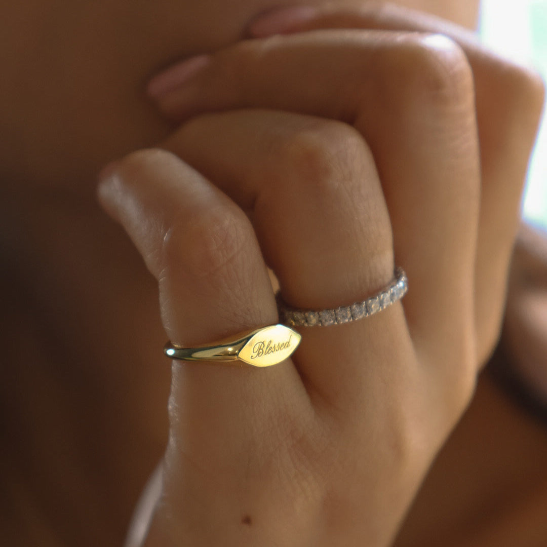 Solid Gold Solace Wave Signet Ring