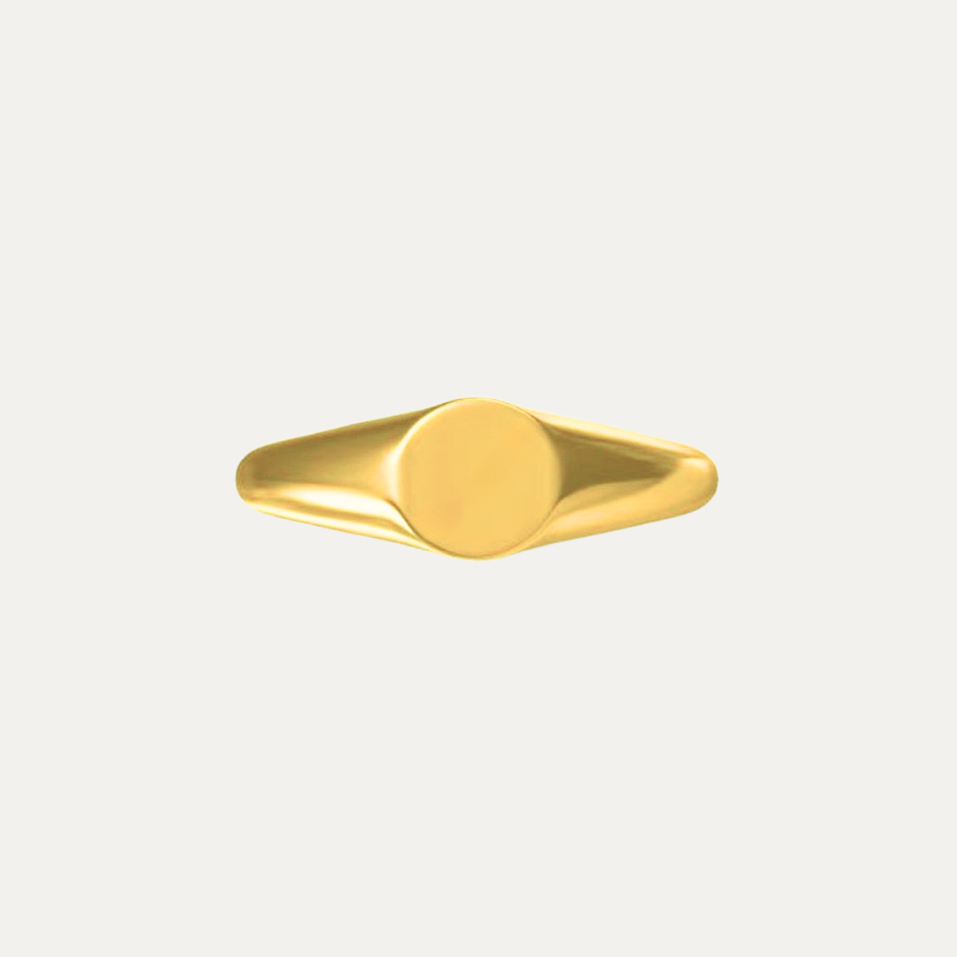 Solid Gold Eden Round Signet Ring
