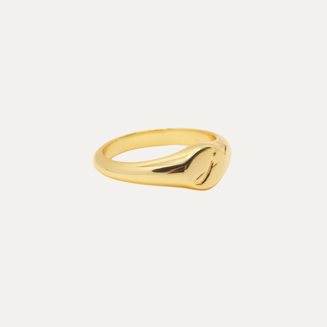 Solid Gold Eden Round Signet Ring