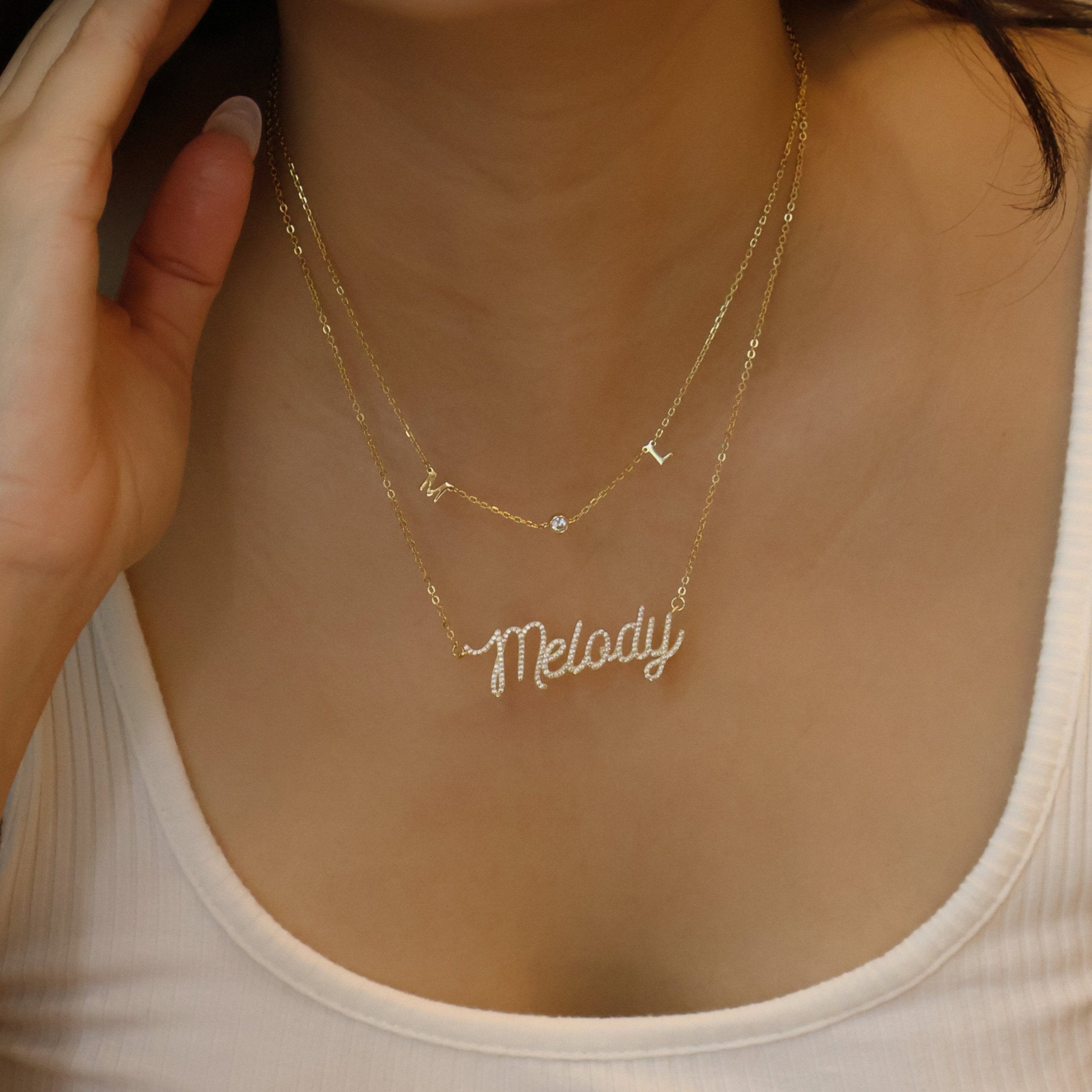 Pavé name necklace