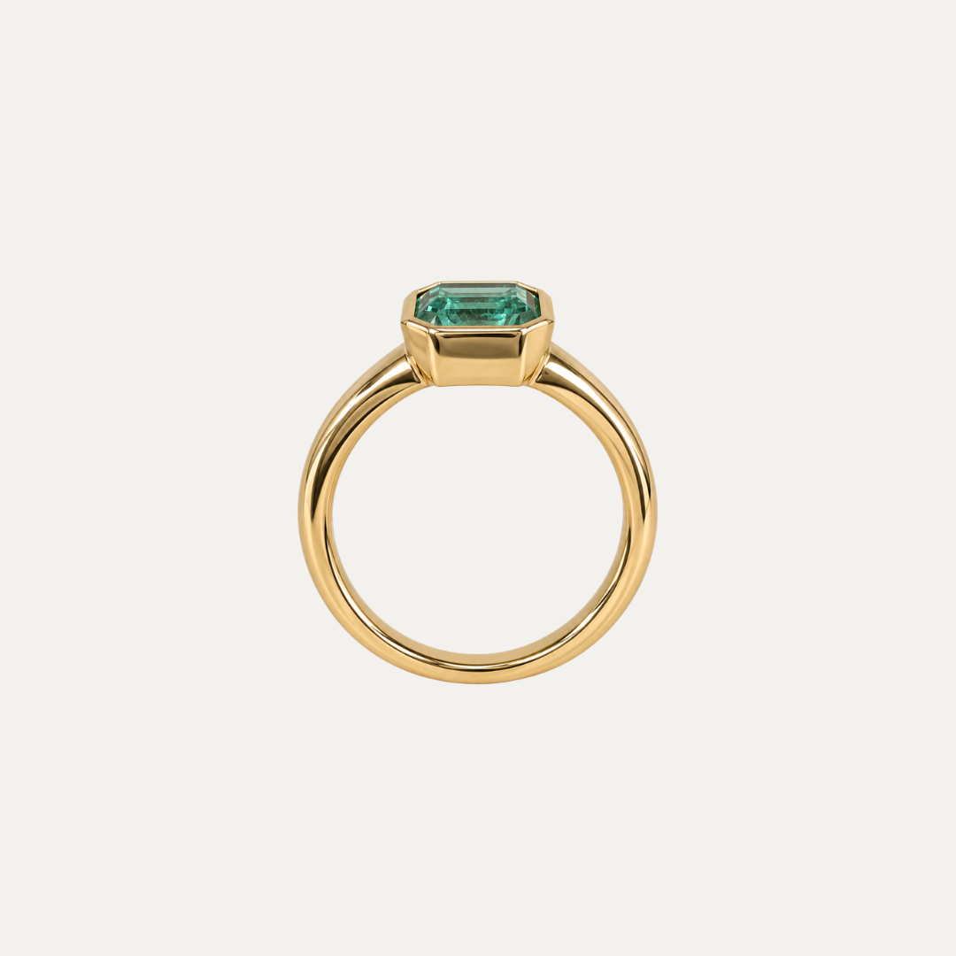 The Alba Emerald Bezel Ring