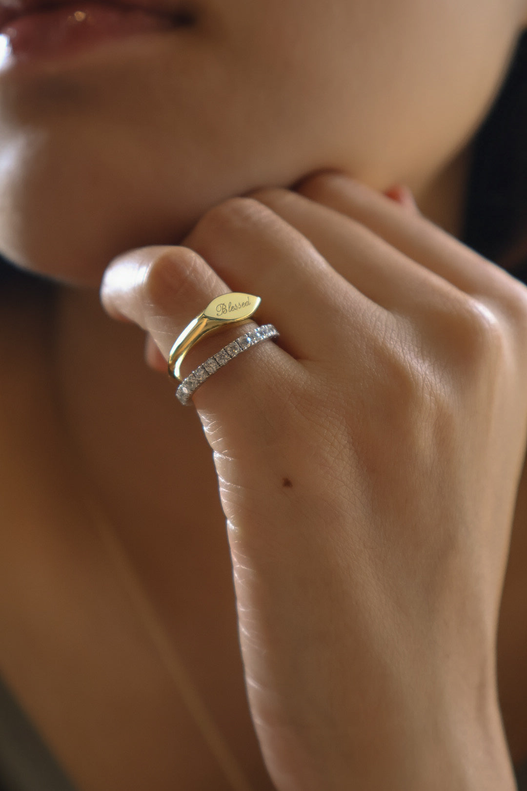 Solid Gold Solace Wave Signet Ring