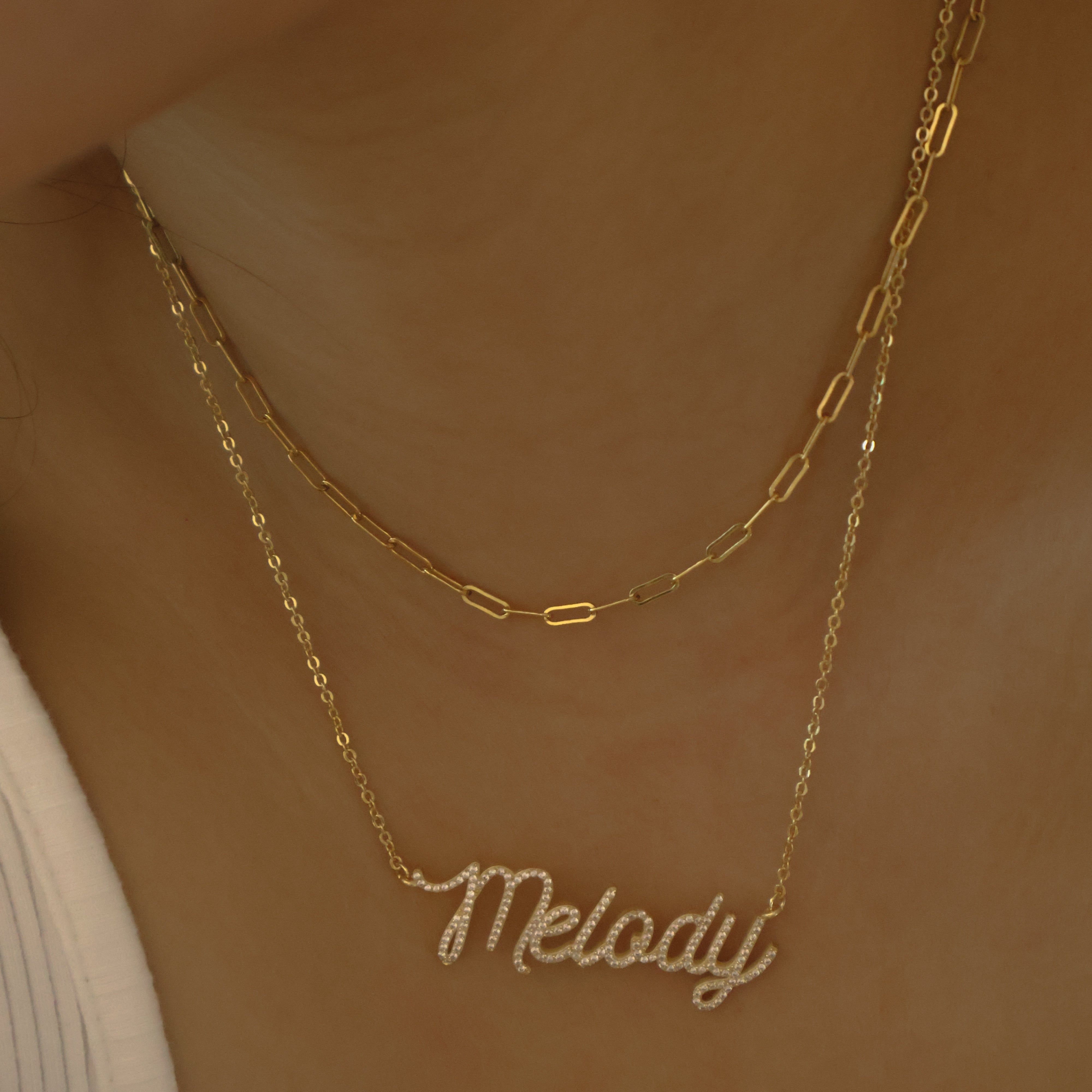 Gold filled paperclip chain
