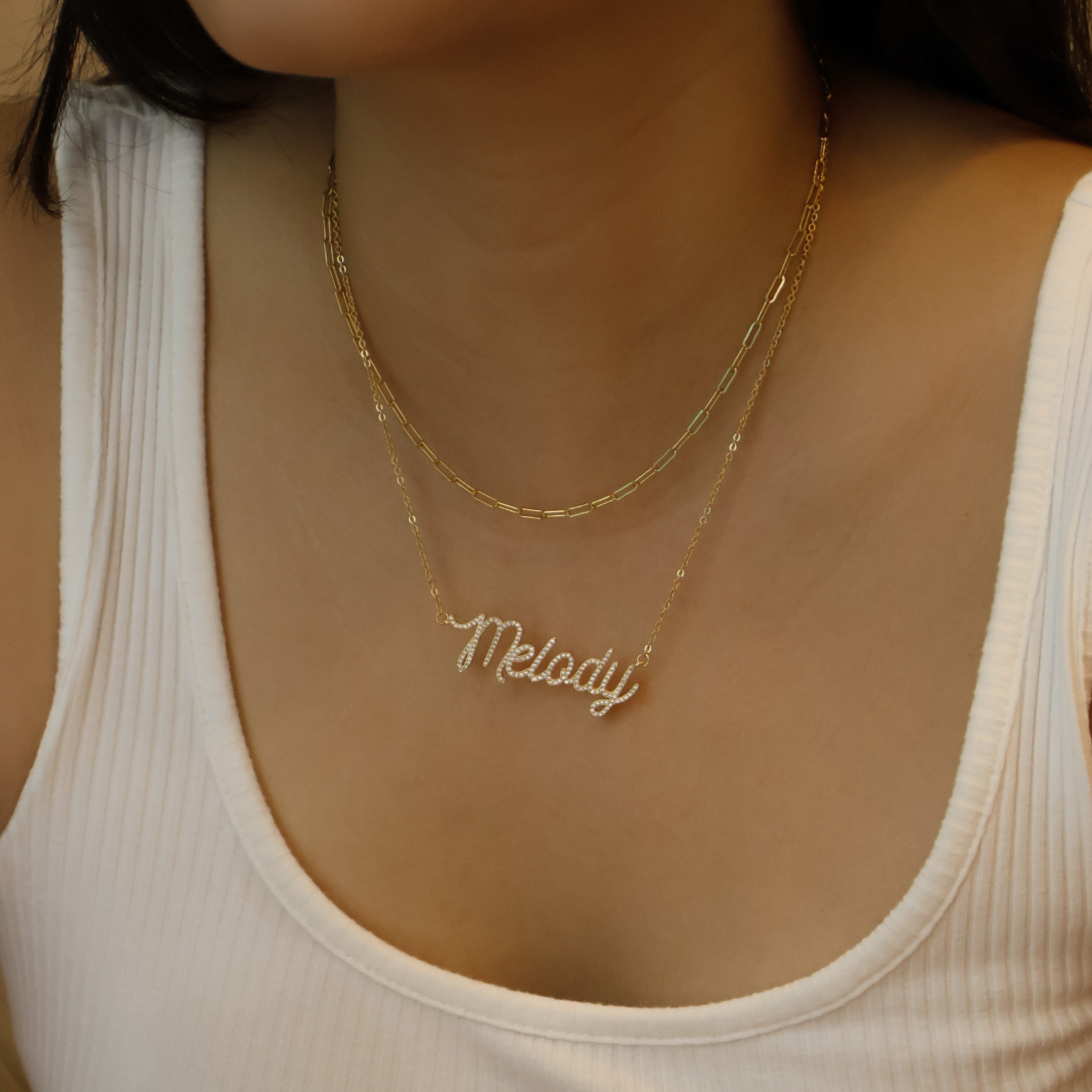Gold filled paperclip chain