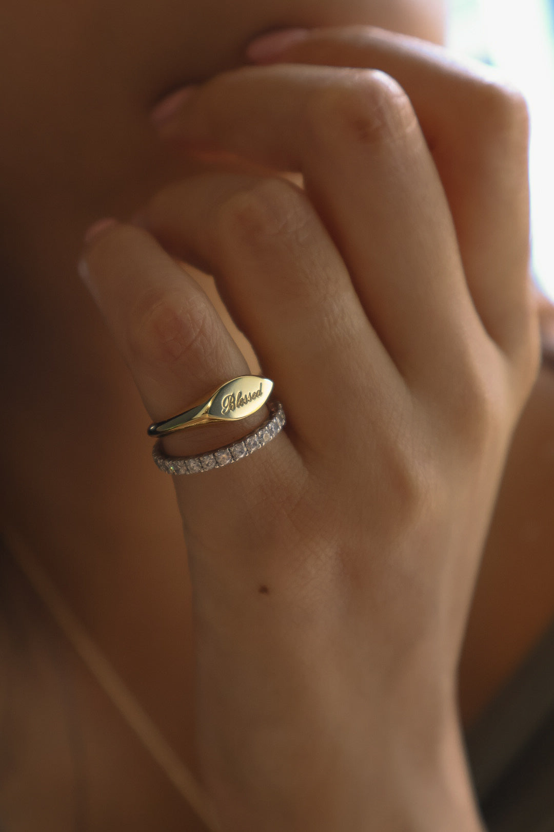 Solid Gold Solace Wave Signet Ring
