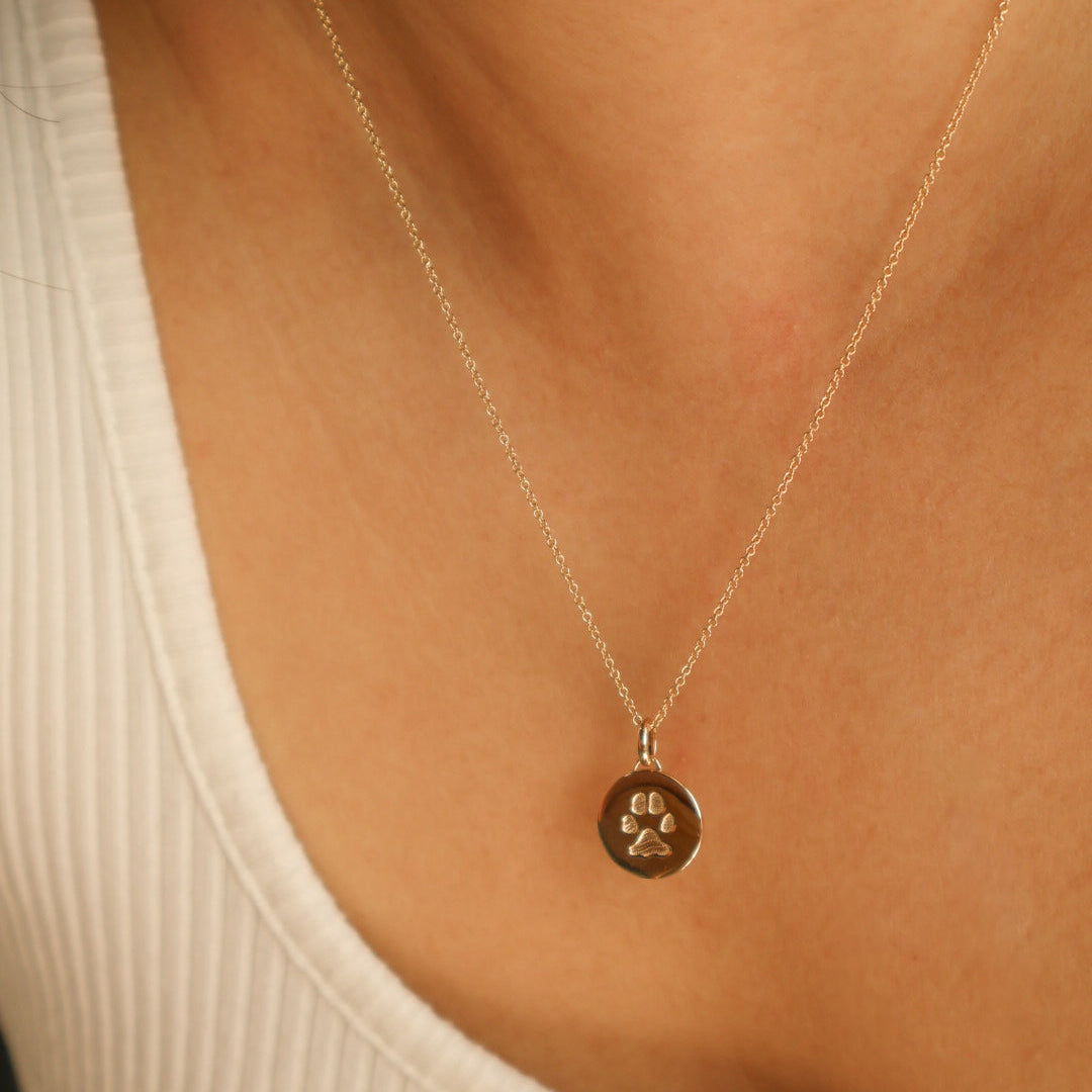 Solid Gold Round Paw print (Charm only)