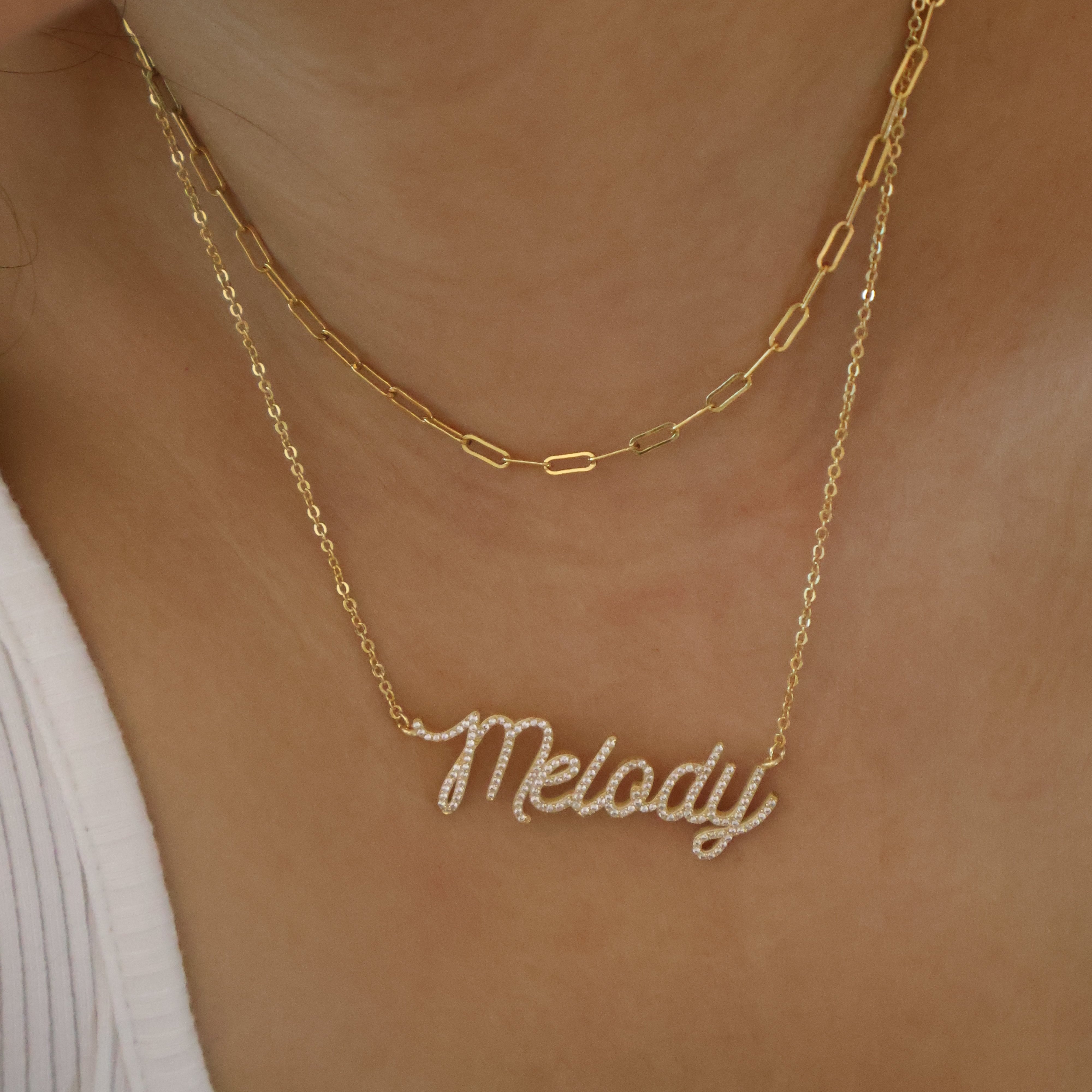 Pavé name necklace