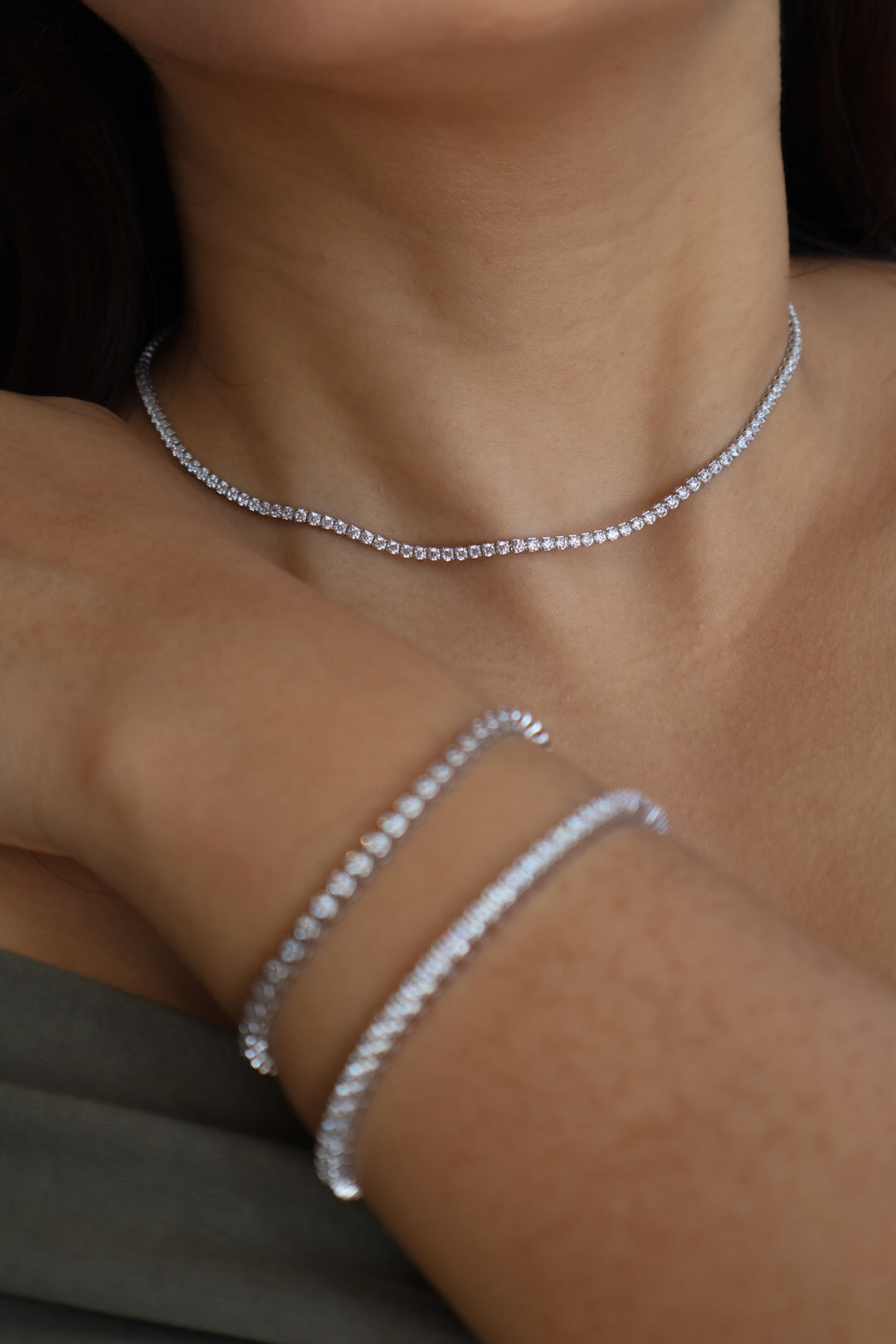 Full Moissanite Tennis Necklace [2mm]