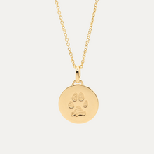 Load image into Gallery viewer, Solid Gold Round Paw Print Necklace
