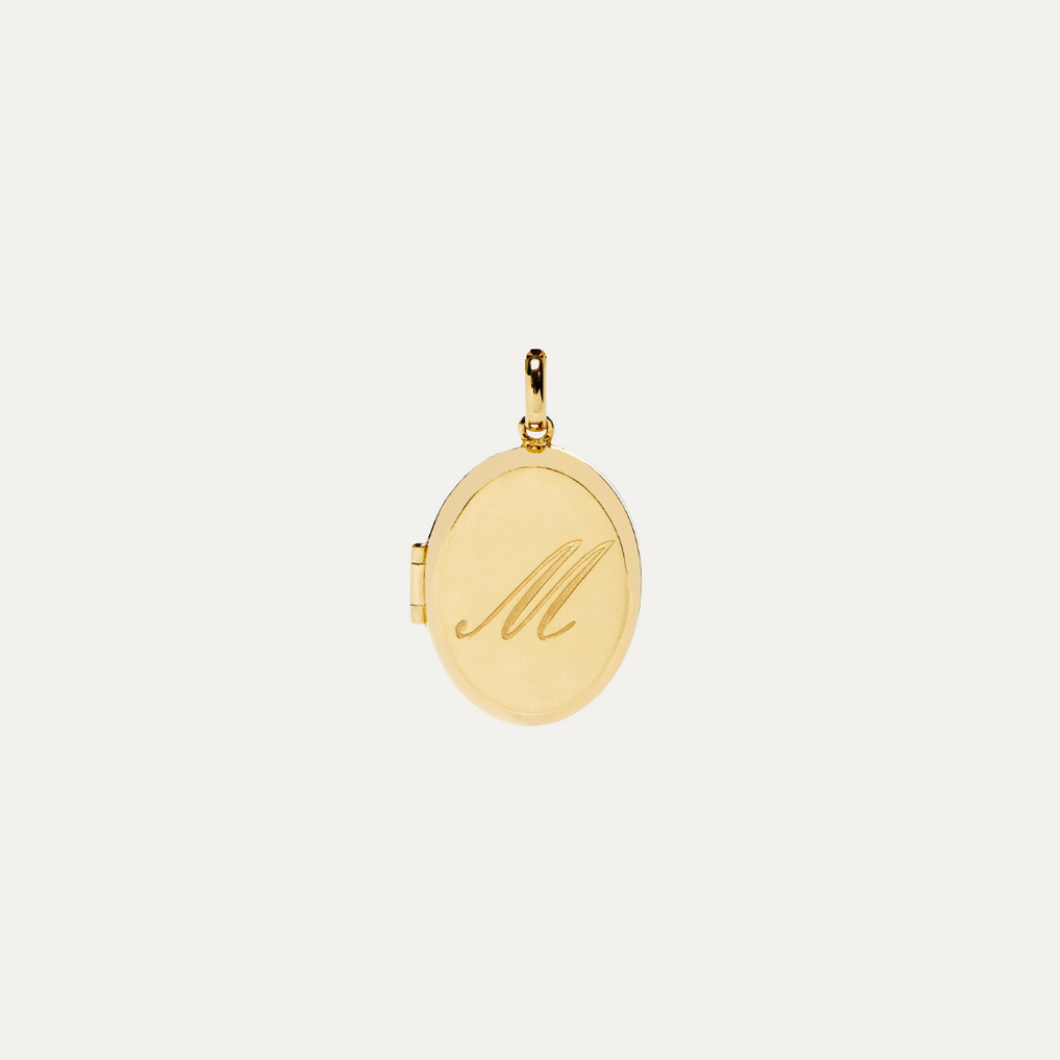Solid Gold Oval Locket - Charm only [1 photo + engraving]