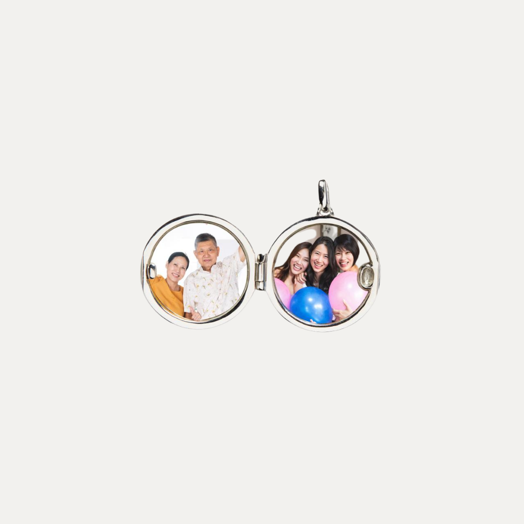 Solid Gold Round Locket - Charm only  [2 photos + engraving]