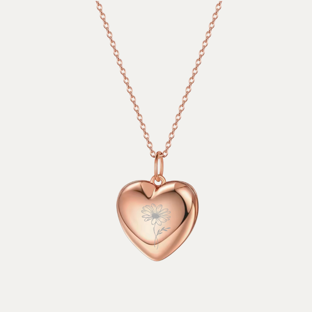Single Birth Flower Locket [2 photos + engraving]