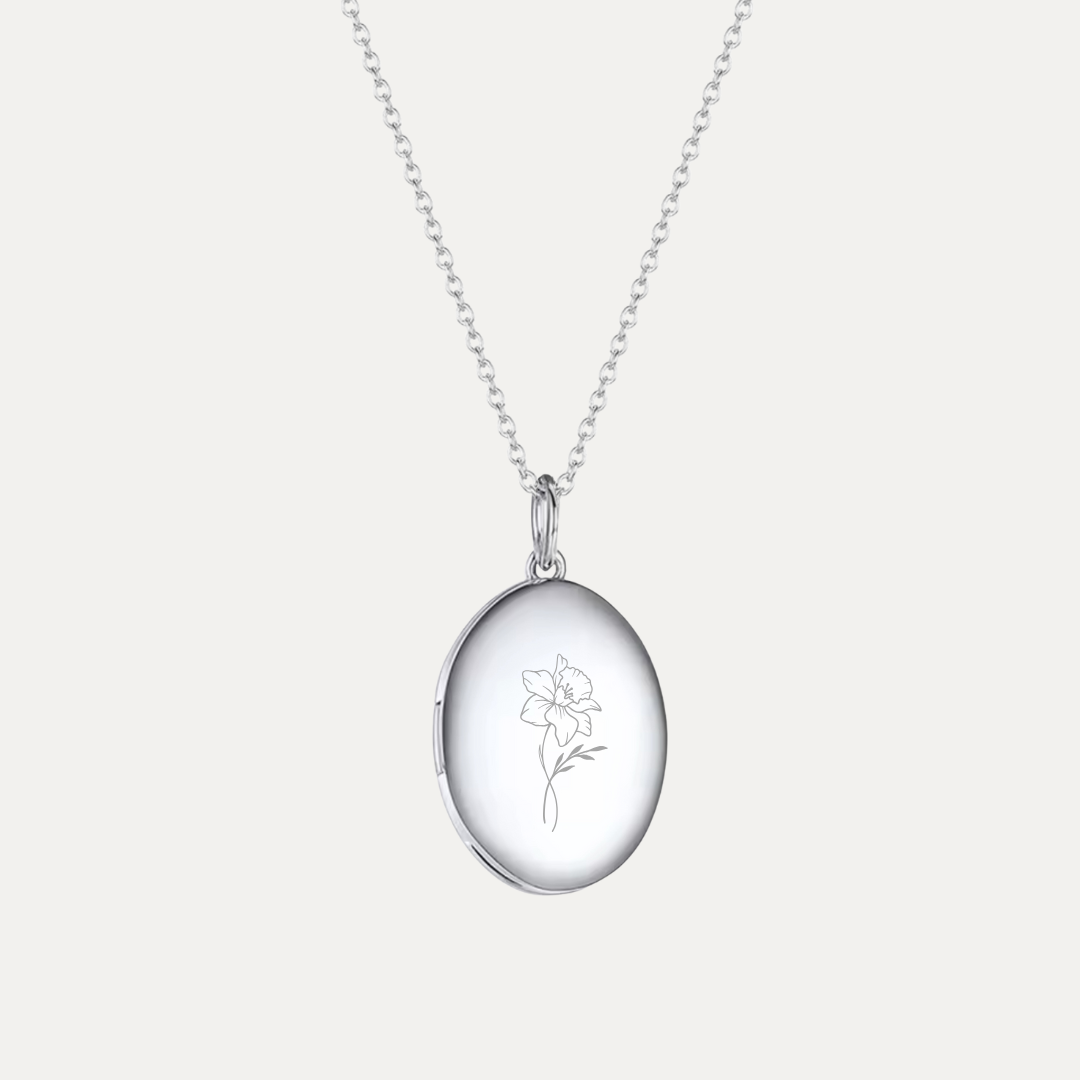 Single Birth Flower Locket [2 photos + engraving]