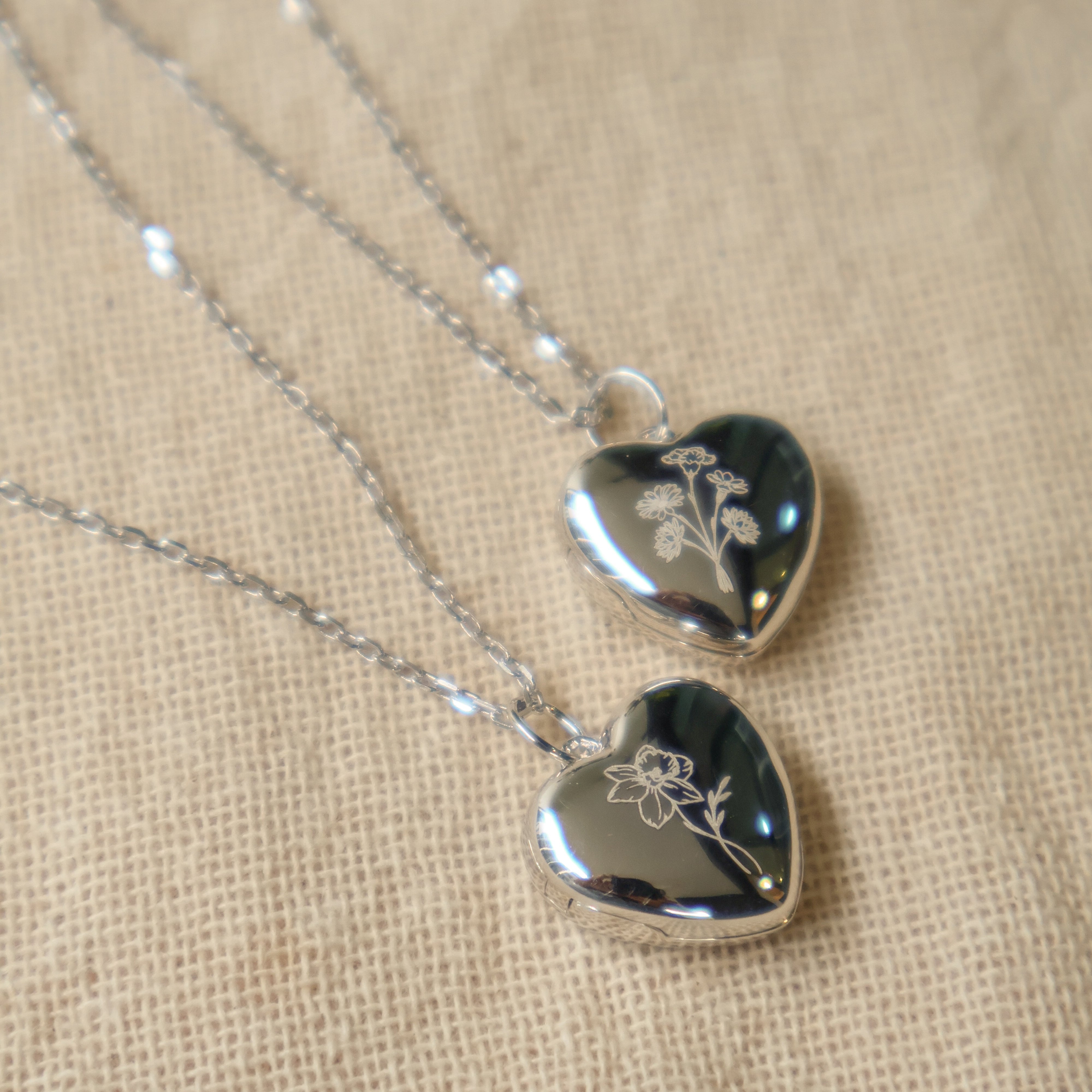 Single Birth Flower Locket [2 photos + engraving]