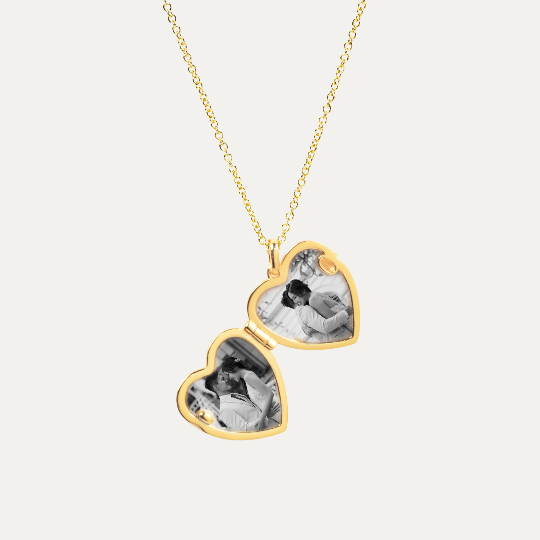 Solid Gold Birthstone Heart Locket [2 photos + engraving]