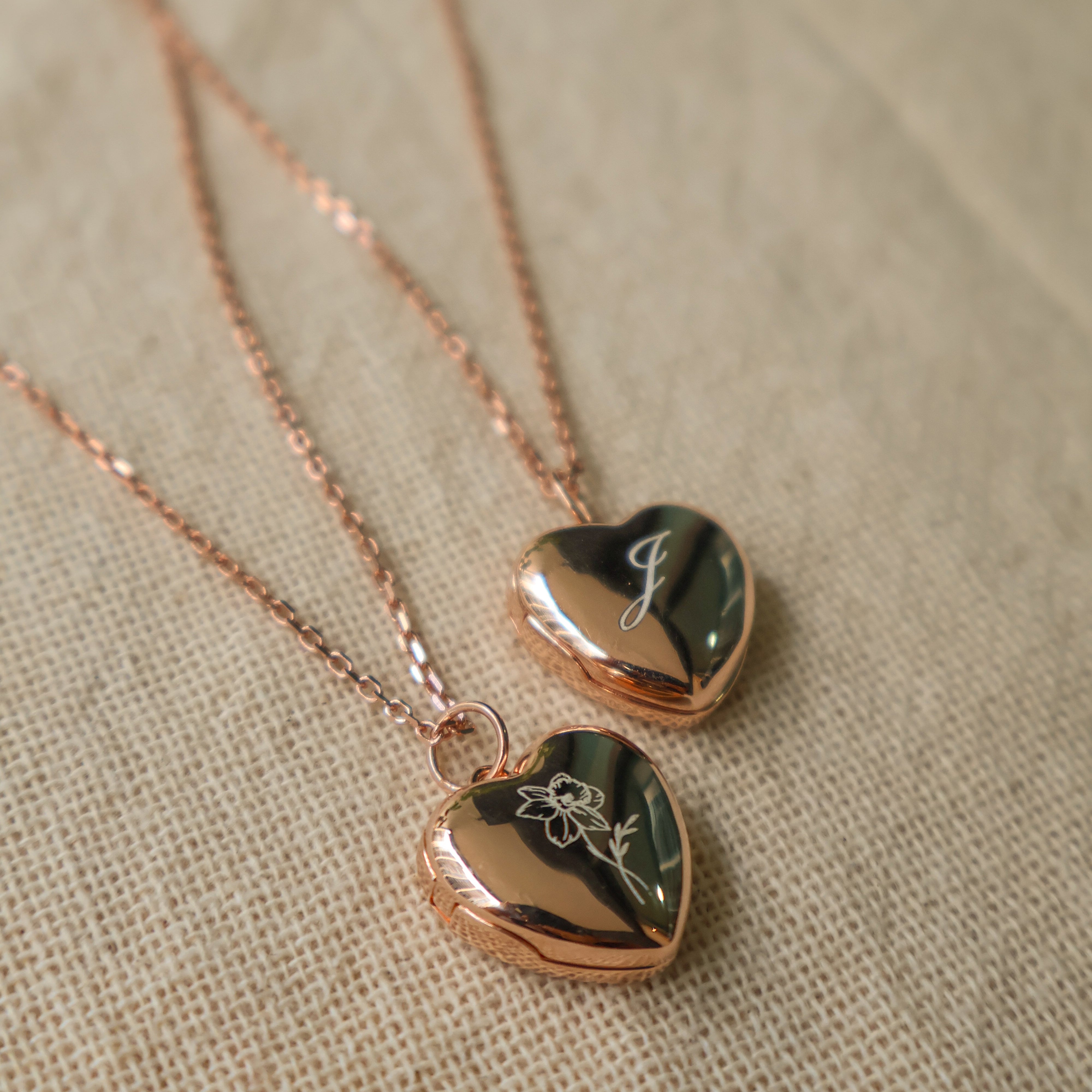 Single Birth Flower Locket [2 photos + engraving]