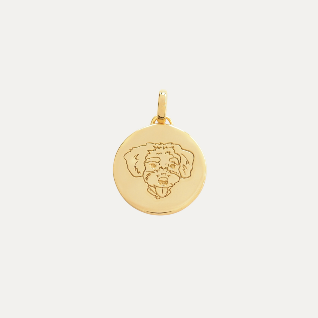 Solid Gold Round Pet Portrait (Charm only)
