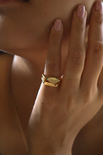 Load image into Gallery viewer, Solid Gold Solace Wave Signet Ring
