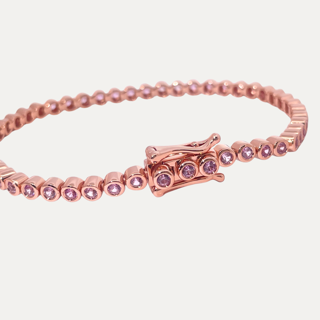 The Bezel Pink Sapphire Tennis Bracelet [2mm]