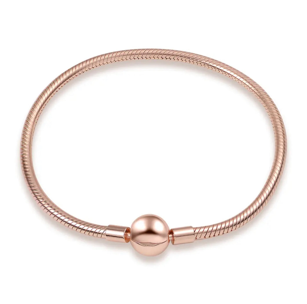 Rose Gold Snake Chain Charm Bracelet