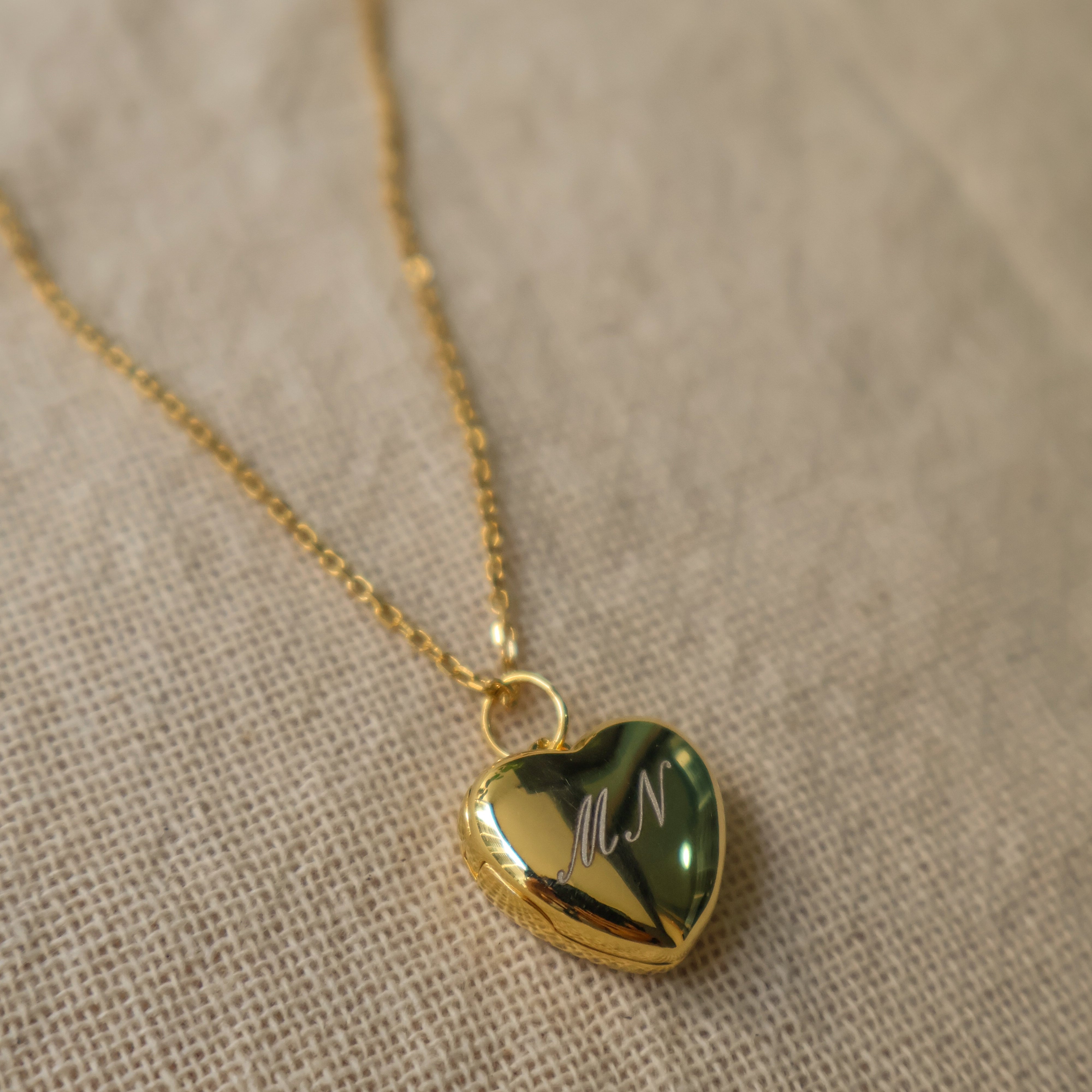 Script Initial Locket [2 photos + engraving]
