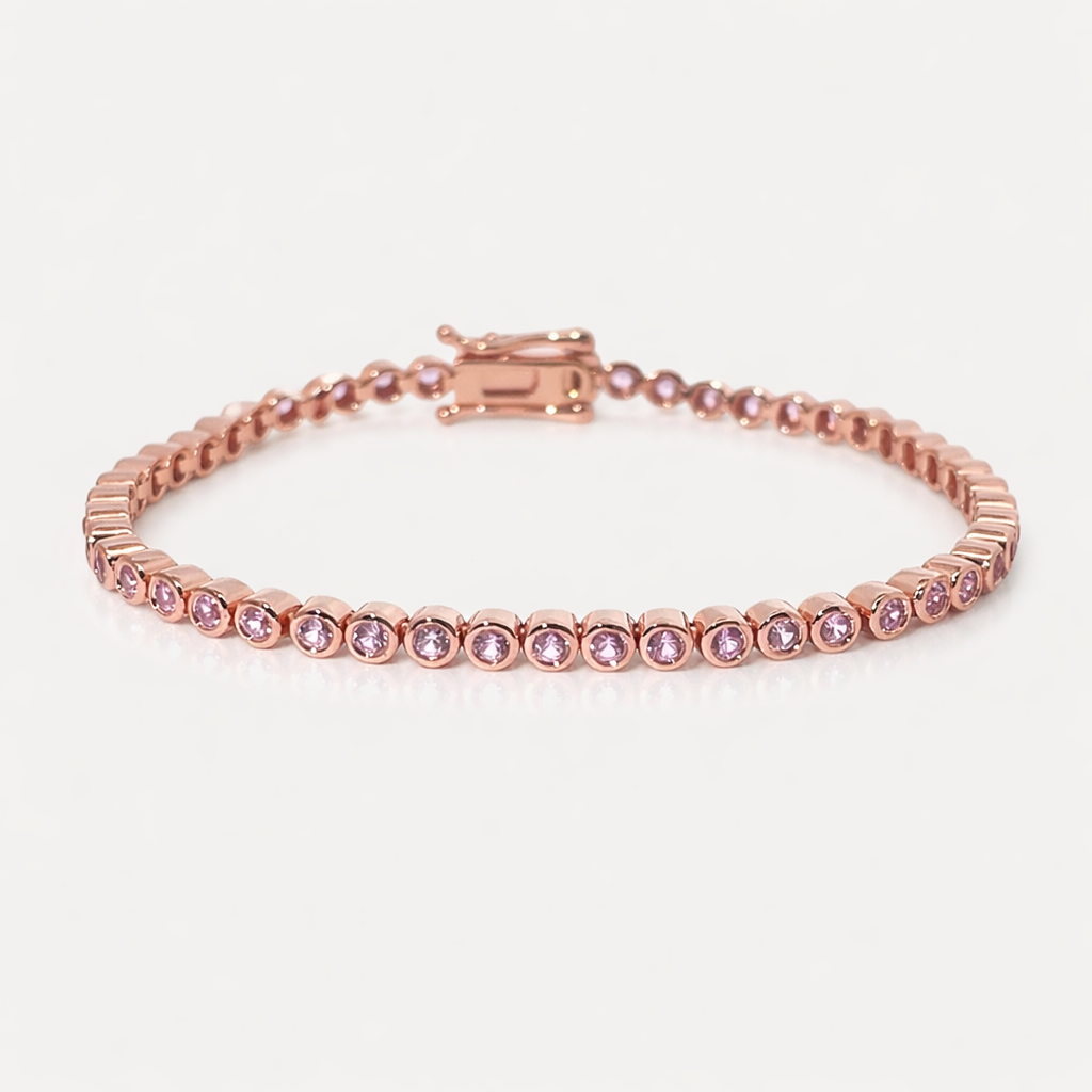 The Bezel Pink Sapphire Tennis Bracelet [2mm]