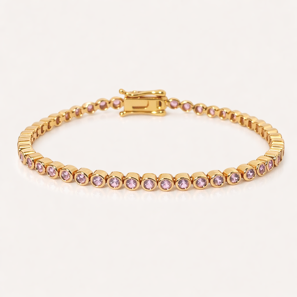 The Bezel Pink Sapphire Tennis Bracelet [2mm]
