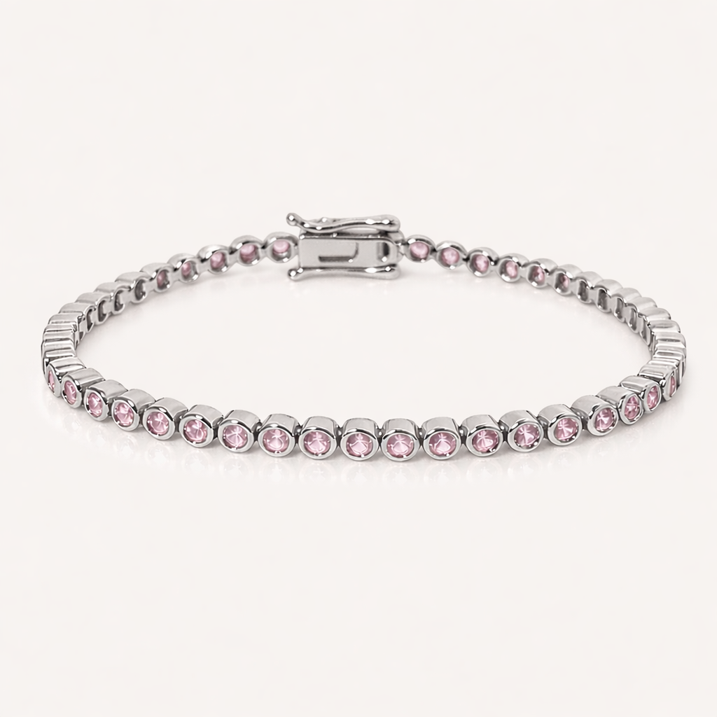 The Bezel Pink Sapphire Tennis Bracelet [2mm]