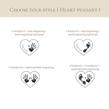 Load image into Gallery viewer, Solid Gold Heart Hand and Footprint Necklace
