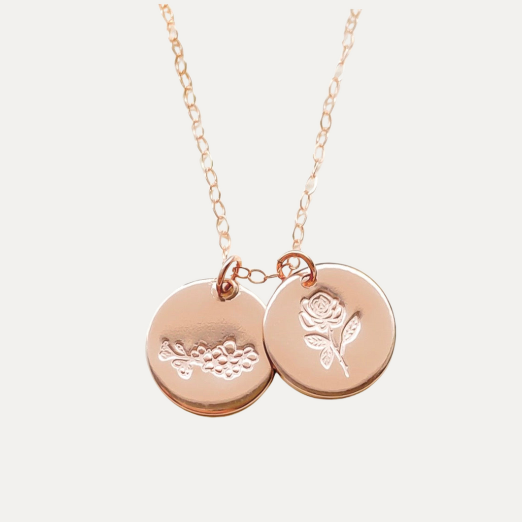 Gold-filled Birth Flower Stacker Necklace (2 and more pendants)