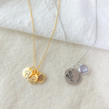Load image into Gallery viewer, Mini birth flower necklace [Engrave]
