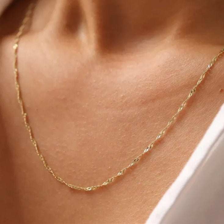 Gold filled Singapore chain necklace