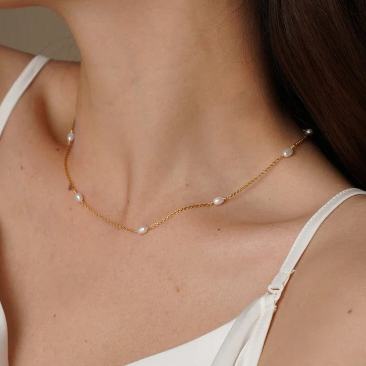 Gold filled Freshwater pearl chain