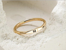 Load image into Gallery viewer, Hand-stamped signet initial ring
