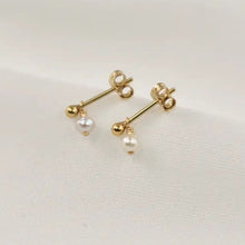 Load image into Gallery viewer, Gold filled mini pearl drop earrings
