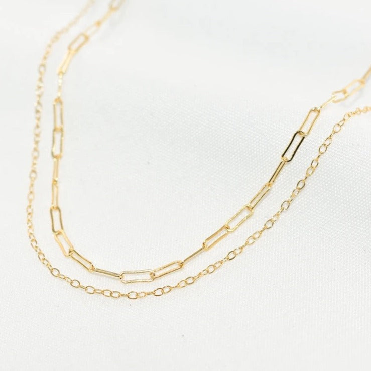 Gold filled layered chain necklace