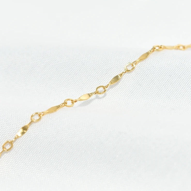Gold filled dabbed bar chain Bracelet