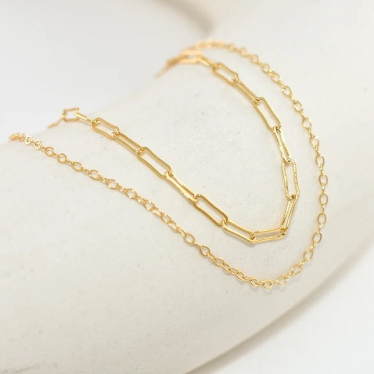 Gold filled layered chain Bracelet