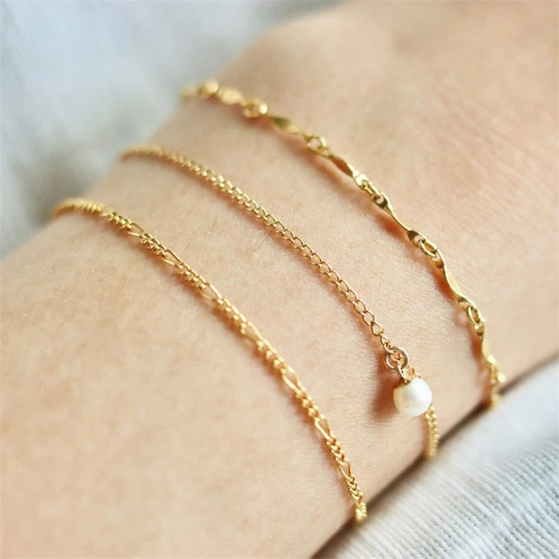 Gold filled Chain Stack Bracelet