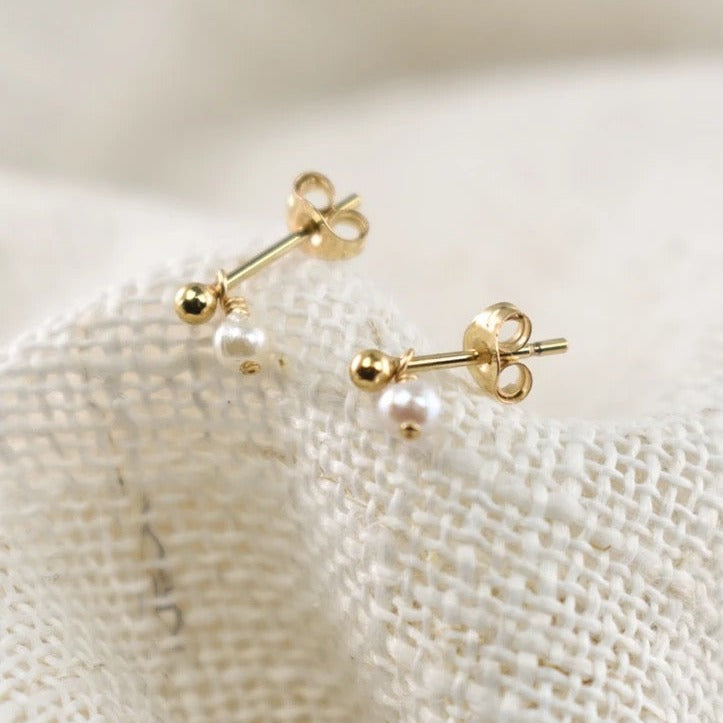Gold filled mini pearl drop earrings