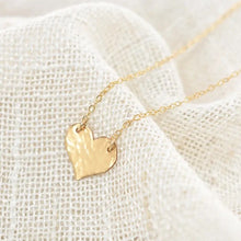 Load image into Gallery viewer, Gold filled hammered heart necklace
