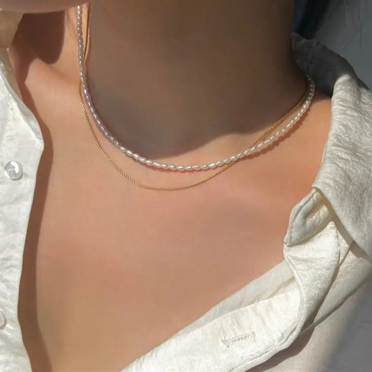 Gold filled Natural Baroque pearl choker necklace