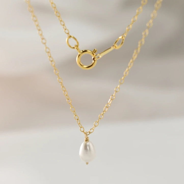 Gold filled Single pearl drop necklace
