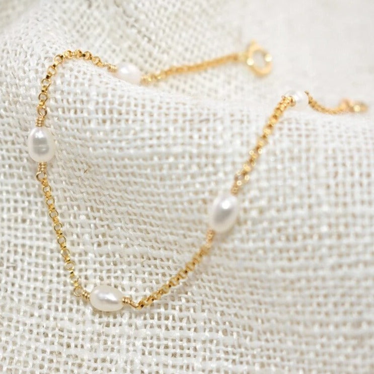 Gold filled Baroque Pearl Bracelet