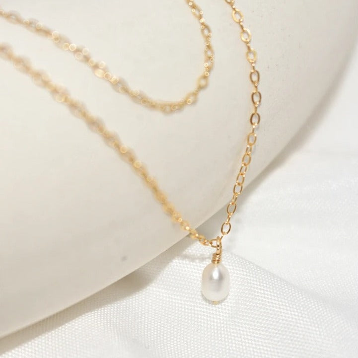 Gold filled Layered pearl necklace