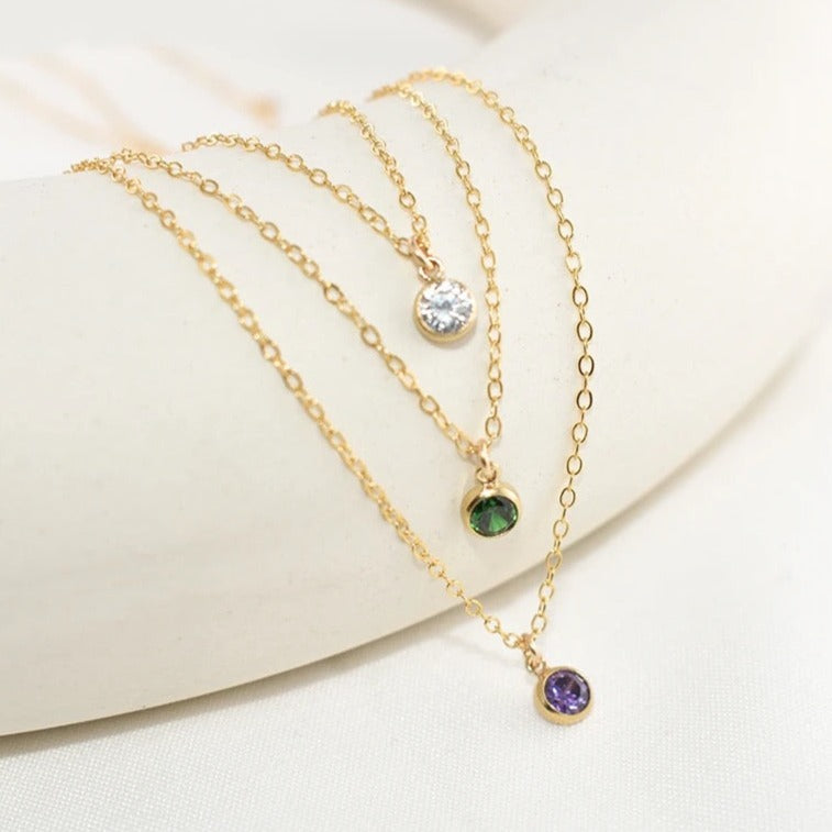 Gold-filled Birthstone Necklace (12 birthstones available)