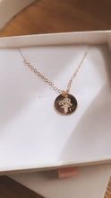 Load and play video in Gallery viewer, Hand-stamped Gold-filled Birth flower Necklace (12 designs available)
